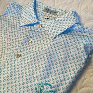 Peter Millar Crown Sport Hudson Printer Skulls Jersey Performance Polo. Size L